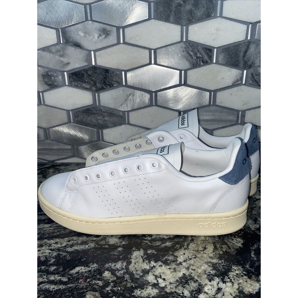 Adidas Mens Advantage Sneaker White/Off White/Crew Navy New (without‎ laces)